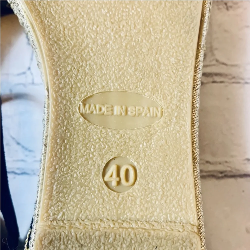 Emporio Armani Womens 40 Espadrille Flats Slingback Strap Logo Black Spain US 9 - Picture 10 of 12